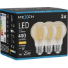 Mexen Vintis 3x LED žárovka filament E27, A60, 4W, Teplá - 2700K, 400 lm, jantar - L150-E27-0427-50x03