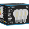 Mexen Vintis 3x LED vlákno žárovka E27, A60, 4W, Neutrální - 4000K, 470 lm, čirá - L150-E27-0440-00x03