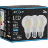 Mexen Vintis 3x žárovka filament LED E27, A60, 4W, Studená - 6500K, 470 lm, čirá - L150-E27-0465-00x03