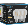 Mexen Vintis 3x žárovka filament LED E27, A60, 6W, Teplá - 2200K, 720 lm, čirá - L150-E27-0622-00x03