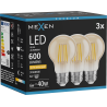 Mexen Vintis 3x Žárovka filament LED E27, A60, 6W, Teplá - 2200K, 600 lm, jantarová - L150-E27-0622-50x03