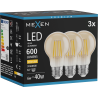 Mexen Vintis 3x žárovka filament LED E27, A60, 6W, Teplá - 2700K, 600 lm, jantarová - L150-E27-0627-50x03