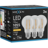 Mexen Vintis 3x LED žárovka filament E27, A60, 8W, Teplá - 2200K, 1055 lm, čirá - L150-E27-0822-00x03