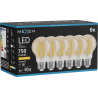 Mexen Vintis 6x Žárovka filament LED E27, A60, 8W, Teplá - 2200K, 750 lm, jantarová - L150-E27-0822-50x06