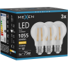 Mexen Vintis 3x LED filamentová žárovka E27, A60, 8W, Teplá - 2700K, 1055 lm, čirá - L150-E27-0827-00x03