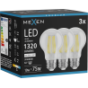 Mexen Vintis 3x Žárovka filament LED E27, A60, 10W, Neutrální - 4000K, 1320 lm, čirá - L150-E27-1040-00x03