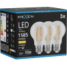Mexen Vintis 3x LED filamentová žárovka E27, A60, 12W, Teplá - 2700K, 1585 lm, clear - L150-E27-1227-00x03
