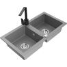 Mexen Mario granitový dřez 2-komorový s kuchyňskou baterií Rita, šedý - 6504-71-670300-70