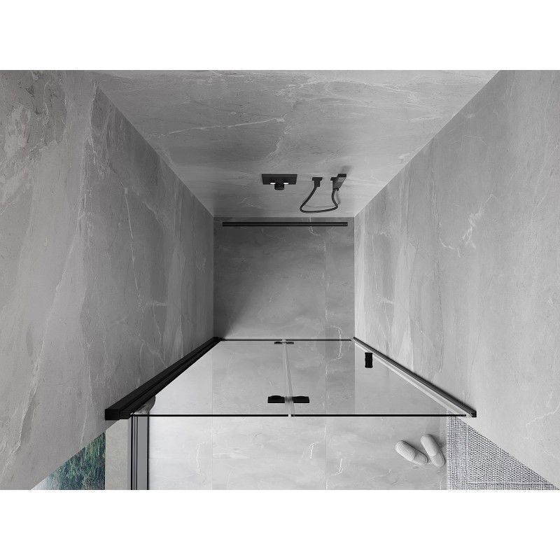Mexen Mist-F skládací sprchové dveře levé 65 cm, transparentní, černé - 8A6-065-000-70-00-L
