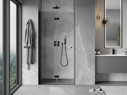 Mexen Mist-F skládací sprchové dveře levé 85 cm, transparentní, černé - 8A6-085-000-70-00-L