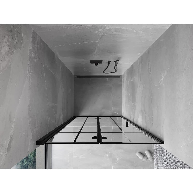 Mexen Mist-F sprchové dveře skládací levé 110 cm, černá mřížka, černé - 8A6-110-000-70-77-L