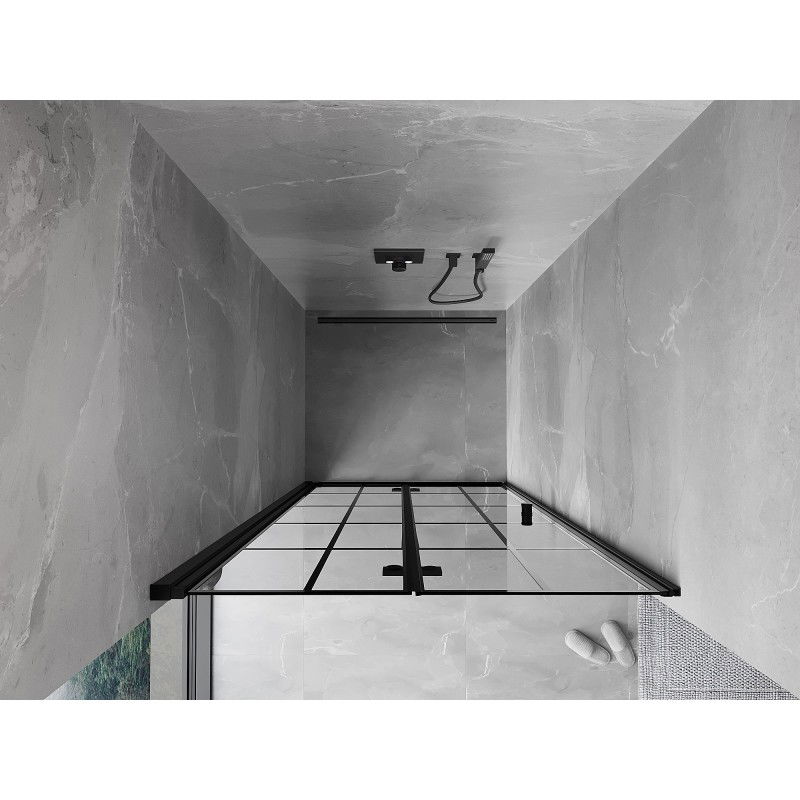 Mexen Mist-F skládací sprchové dveře levé 120 cm, černá mřížka, černé - 8A6-120-000-70-77-L