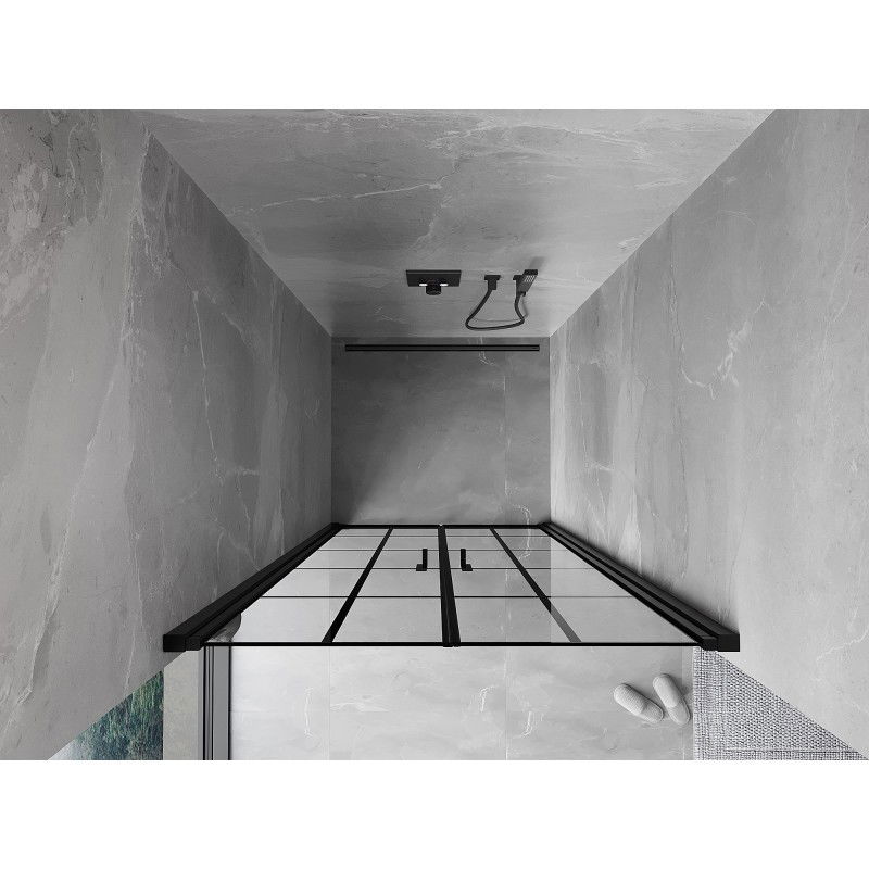 Mexen Mist sprchové dveře otočné 75 cm, černá mřížka, černé - 8A7-075-000-70-77