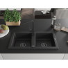 Mexen Mario granitový dřez 2-komorový s kuchyňskou baterií Rita, černý/stříbrný metalík - 6504-73-670300-70-B