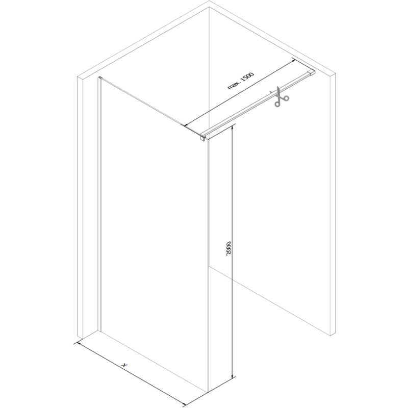 Mexen Kioto sprchová stěna Walk-in 120 x 200 cm, černé ombre 8 mm, bílá - 800-120-101-20-76
