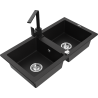 Mexen Mario granitový dřez 2-komorový s kuchyňskou baterií Rita, černý - 6504-77-670300-70