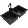 Mexen Mario granitový dřez 2komorový s kuchyňskou baterií Rita, černý - 6504-77-670300-70-B