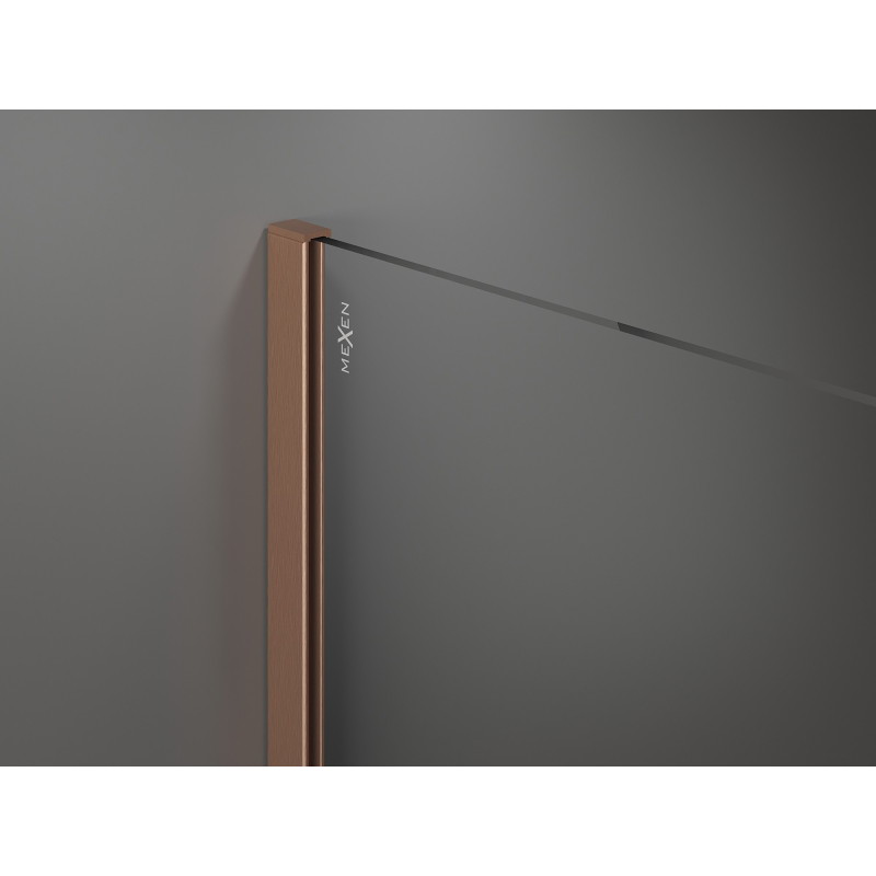 Mexen Kioto sprchová stěna Walk-in 70 x 200 cm, bílá ombre 8 mm, kartáčovaná měď - 800-070-101-65-86