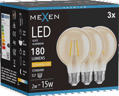 Mexen Vintis 3x LED vlákno žárovka E27, G80, 2W, Teplá - 2200K, 180 lm, jantarová - L155-E27-0222-50x03