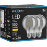 Mexen Vintis 3x žárovka filament LED E27, G80, 4W, Teplá - 2700K, 300 lm, kouřová - L155-E27-0427-70x03