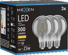Mexen Vintis 3x žárovka filament LED E27, G80, 4W, Teplá - 2700K, 300 lm, kouřová - L155-E27-0427-70x03