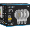 Mexen Vintis 3x Žárovka filament LED E27, G80, 6W, Teplá - 2700K, 510 lm, kouřová - L155-E27-0627-70x03