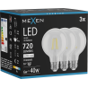 Mexen Vintis 3x Žárovka filament LED E27, G80, 6W, Neutrální - 4000K, 720 lm, čirá - L155-E27-0640-00x03