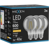 Mexen Vintis 3x Žárovka filament LED E27, G80, 8W, Teplá - 2200K, 600 lm, kouřová - L155-E27-0822-70x03