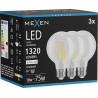 Mexen Vintis 3x Žárovka filament LED E27, G80, 10W, Neutrální - 4000K, 1320 lm, čirá - L155-E27-1040-00x03