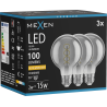 Mexen Vintis 3x LED filamentová žárovka spirála E27, G80, 2W, Teplá - 2200K, 100 lm, kouřová - L165-E27-0222-70x03