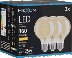 Mexen Vintis 3x žárovka filament spirála LED E27, G80, 4W, Teplá - 2700K, 360 lm, amber - L165-E27-0427-50x03
