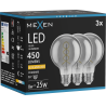 Mexen Vintis 3x žárovka filament spirála LED E27, G80, 8W, Teplá - 2200K, 450 lm, kouřová - L165-E27-0822-70x03