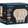 Mexen Vintis 3x žárovka filament spirála LED E27, G80, 8W, Teplá - 2700K, 650 lm, amber - L165-E27-0827-50x03