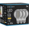 Mexen Vintis 3x žárovka filament spirála LED E27, G80, 8W, Teplá - 2700K, 510 lm, kouřová - L165-E27-0827-70x03