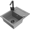 Mexen Enzo granitový dřez s 1 komorou s odkapávačem a kuchyňskou baterií Rita, šedý - 6506-71-670300-70-B