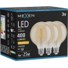Mexen Vintis 3x LED filamentová žárovka E27, G95, 4W, Teplá - 2200K, 400 lm, jantarová - L157-E27-0422-50x03