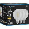 Mexen Vintis 3x žárovka filament LED E27, G95, 4W, Teplá - 2700K, 470 lm, čirá - L157-E27-0427-00x03