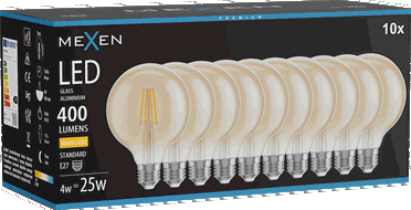 Mexen Vintis 10x žárovka filament LED E27, G95, 4W, Teplá - 2700K, 400 lm, amber - L157-E27-0427-50x10