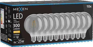 Mexen Vintis 10x žárovka filament LED E27, G95, 4W, Teplá - 2700K, 300 lm, kouřová - L157-E27-0427-70x10