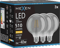 Mexen Vintis 3x žárovka filament LED E27, G95, 6W, Teplá - 2700K, 510 lm, kouřová - L157-E27-0627-70x03