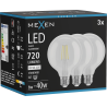 Mexen Vintis 3x LED filamentová žárovka E27, G95, 6W, Neutralní - 4000K, 720 lm, čirá - L157-E27-0640-00x03