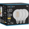 Mexen Vintis 3x LED vlákno žárovka E27, G95, 10W, Teplá - 2700K, 1320 lm, čirá - L157-E27-1027-00x03