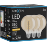 Mexen Vintis 3x Žárovka filament spirála LED E27, G95, 4W, Teplá - 2200K, 360 lm, jantarová - L167-E27-0422-50x03