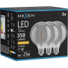 Mexen Vintis 3x Žárovka filament spirála LED E27, G95, 6W, Teplá - 2200K, 350 lm, smoke - L167-E27-0622-70x03