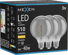 Mexen Vintis 3x žárovka filament spirála LED E27, G95, 6W, Teplá - 2700K, 510 lm, kouřová - L167-E27-0627-70x03