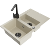Mexen Gaspar granitový dřez 1,5-komorový s odkapávačem a kuchyňskou baterií Rita, béžový - 6507-69-670300-70