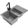 Mexen Gaspar granitový dřez 1,5-komorový s odkapávačem a kuchyňskou baterií Rita, šedý - 6507-71-670300-70