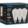 Mexen Vintis 3x LED filamentová žárovka E27, ST64, 4W, Teplá - 2200K, 470 lm, čirá - L152-E27-0422-00x03