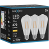 Mexen Vintis 3x Žárovka filament LED E27, ST64, 4W, Teplá - 2700K, 470 lm, čirá - L152-E27-0427-00x03