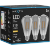Mexen Vintis 3x Filamentová LED žárovka E27, ST64, 6W, Teplá - 2700K, 510 lm, kouřová - L152-E27-0627-70x03